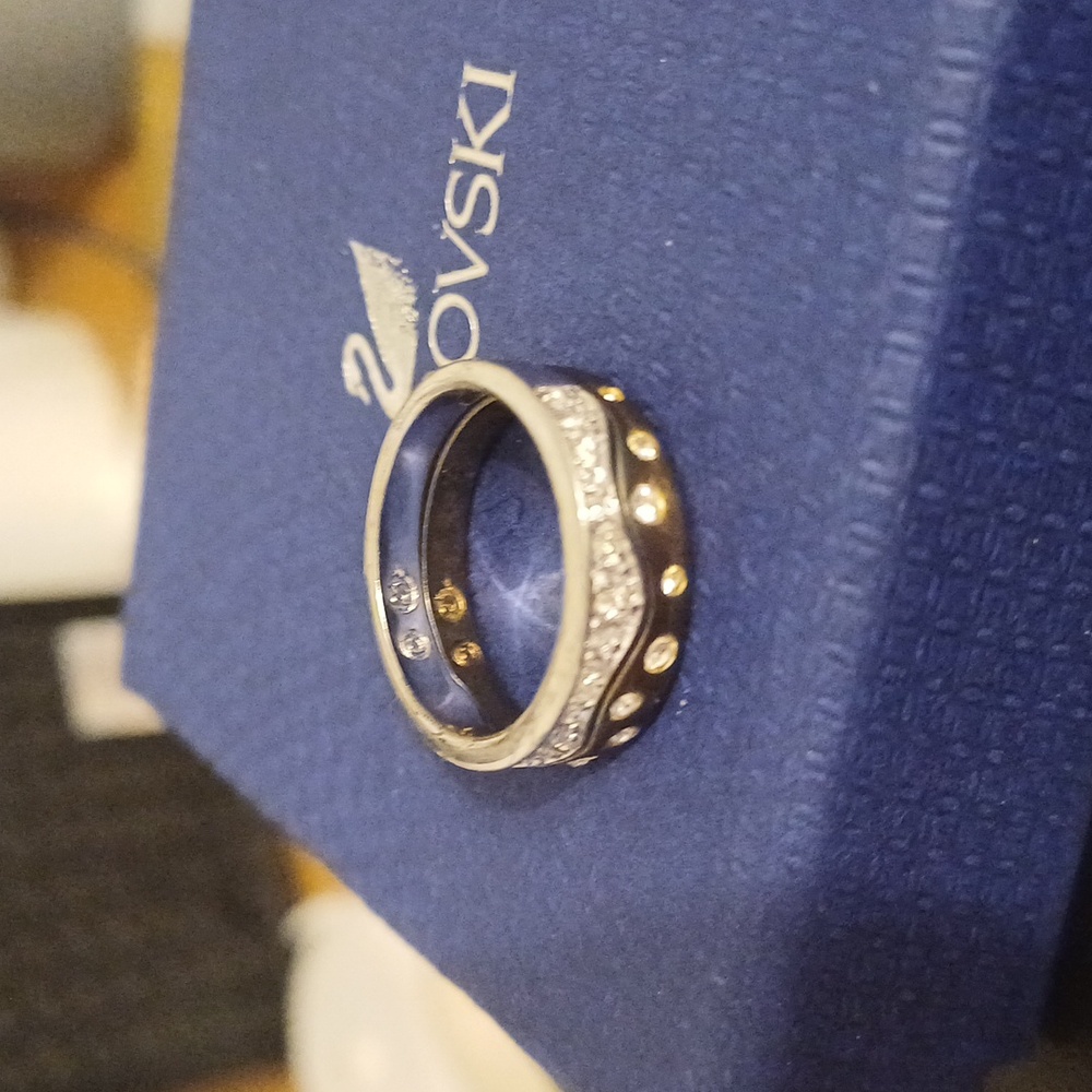 Swarovski Two-Tone Crystal Accent Ring in Silver and Gold